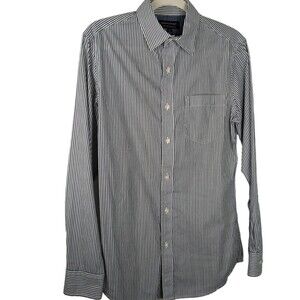Banana Republic Men's Stretch Slim Fit Button-Up LS Shirt Striped Gray Sz Small